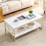 White And Gold Coffee Table With Storage
